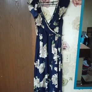 Soprano Navy Blue Wrap Floral Dress